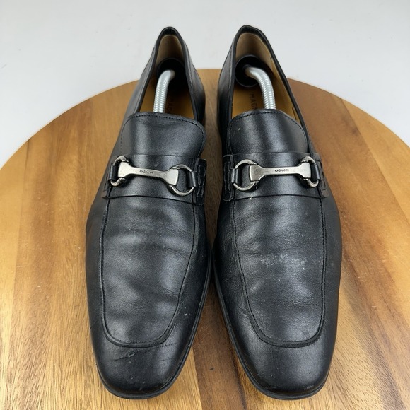 Mens Magnanni Rafa II Apron Toe Bit Black Leather Casual Loafers Shoes Size 12 D main image 8